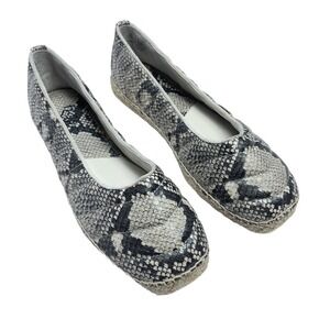 Franco Sarto Womens Kiya Espadrille Snakeskin Platform Slip Ons Square Toe 7.5‎